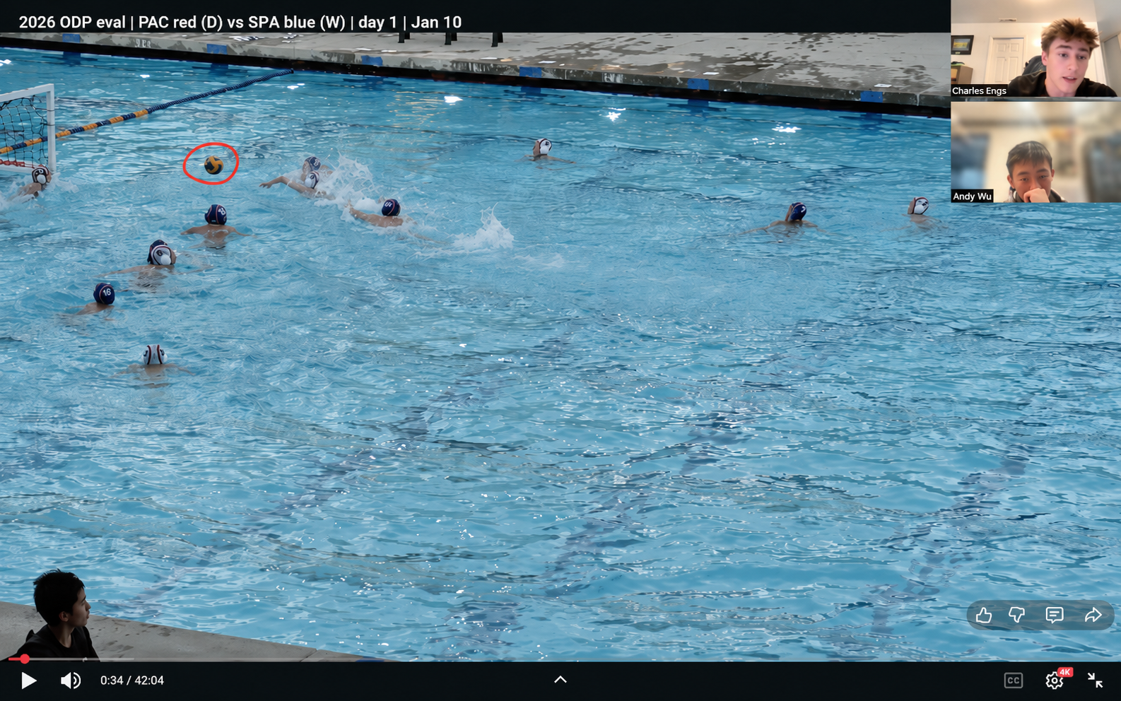 Scope Live session: reviewing water polo film with a college analyst over video